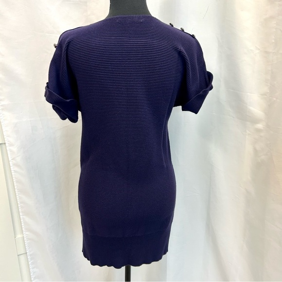 CLEO dark purple short sleeve V-neck knit sweater sz XS - Picture 3 of 9